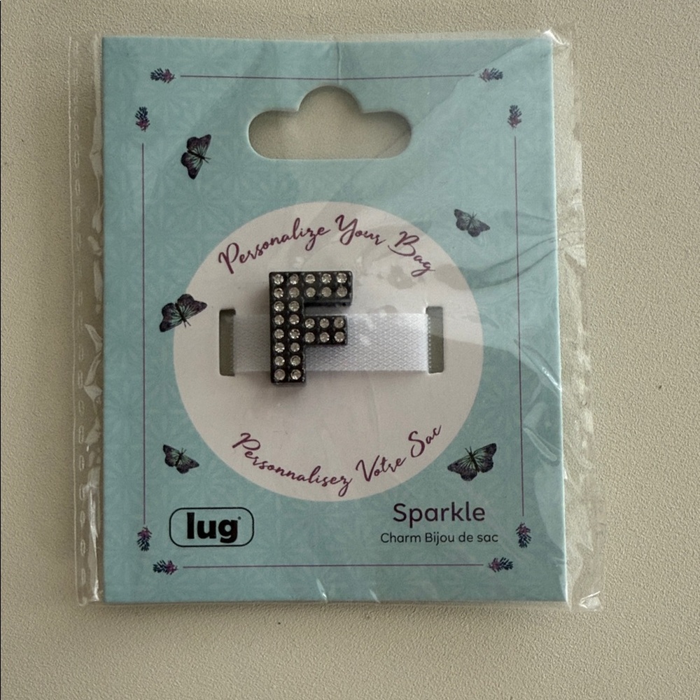 Lug Sparkle Bag Charm with Letter F